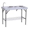 Camping Table 50 with Sink Faucet Stainless Steel Basins Fish Cleaning