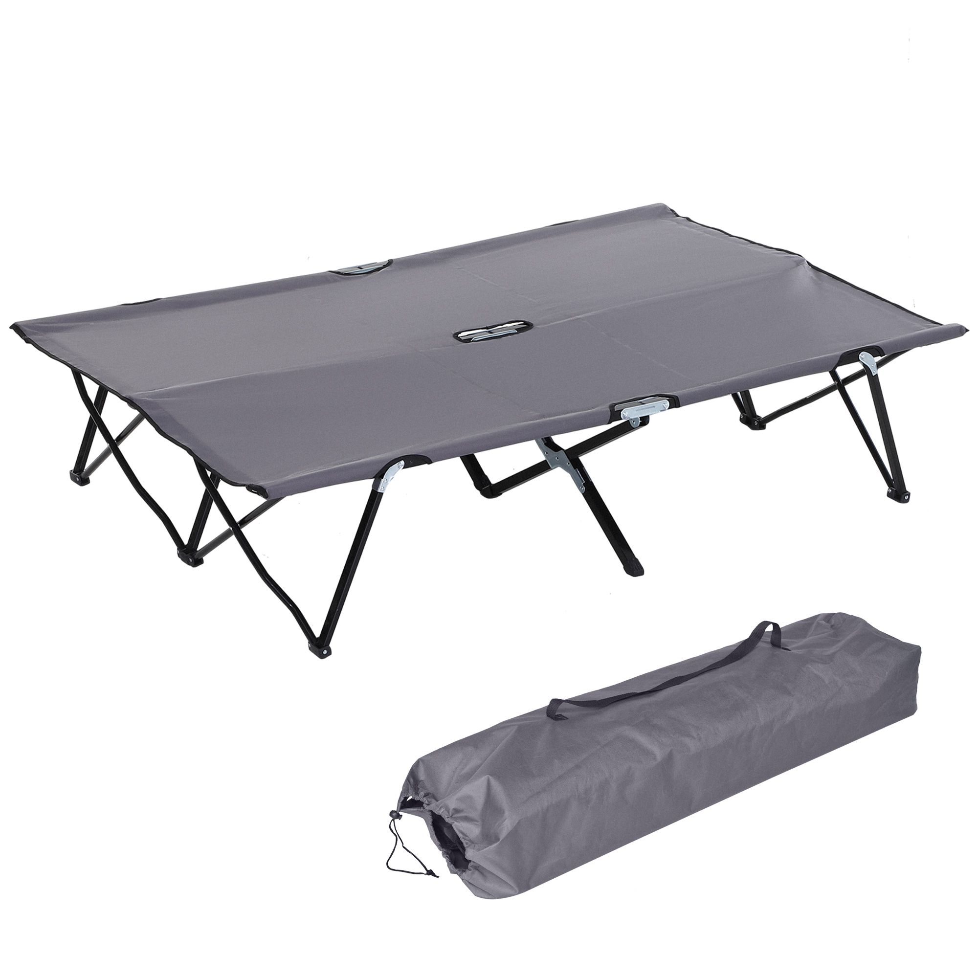 2 Person Folding Camping Cot for Adults, 50" Extra Wide Outdoor Portable Sleeping Cot with Carry Bag, Beach Hiking