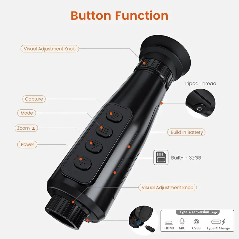 GTGUARD AI15 Thermal Imaging Monocular - 384Ã—288 HD AMOLED Display with 8X Zoom & WiFi Streaming for Hunting/Surveillance