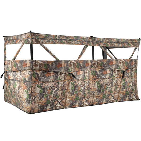 360Â° Panoramic Hunting Blind - 4 One-Way See-Through Panels, Modular Setup with Dog Doors (Camouflage)