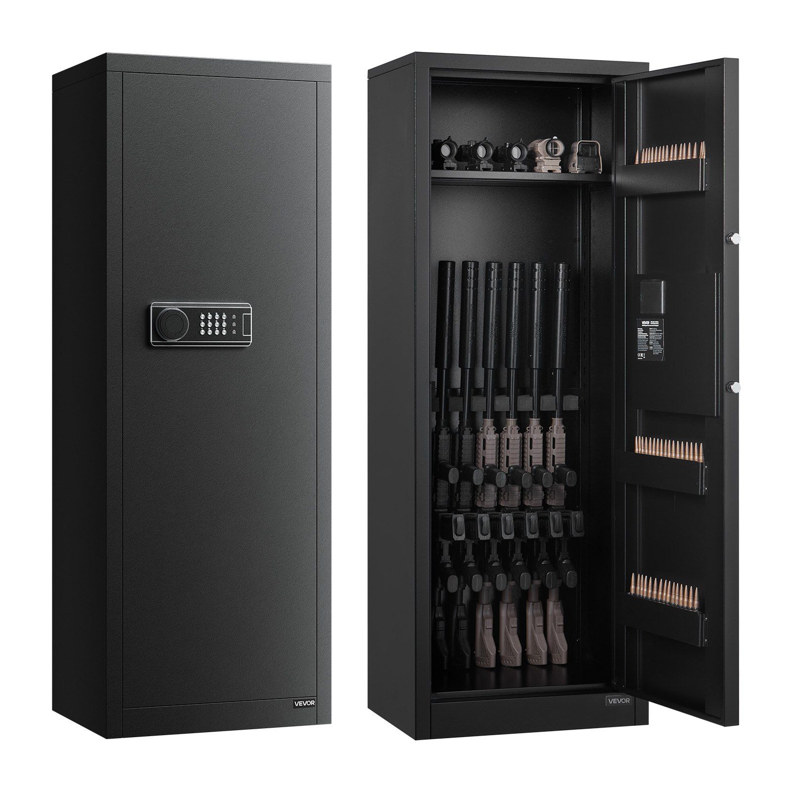 VEVOR 6-8 Gun Safe, Long Gun Cabinet for Rifles and Pistols, Quick Access Rifle Safe with 3 Ammo Slots and 2 Adjustable Racks