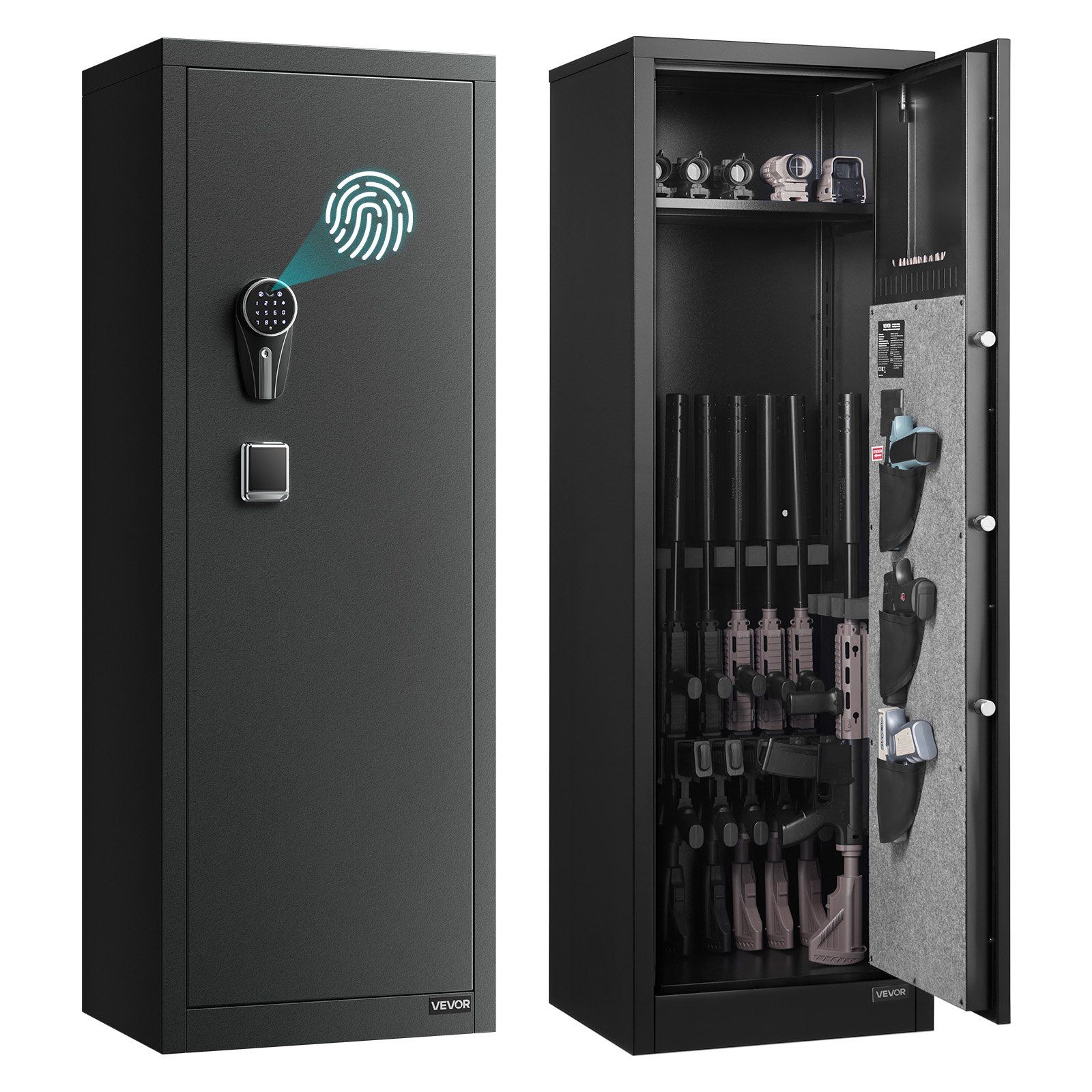 VEVOR 8-10 Gun Safe, Long Gun Cabinet for Rifles and Pistols, Quick Access Rifle Safe with 3 Pistol Pockets and Adjustable Racks