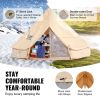VEVOR Canvas Bell Tent, 4 Seasons 4 m/13.12 ft Yurt Tent, Canvas Tent for Camping with Stove Jack, Breathable Tent Holds up to 6 People
