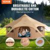VEVOR Canvas Tent, 4 Seasons 5 m/16.4 ft Bell Tent, Canvas Tent for Camping with Stove Jack, Breathable Yurt Tent for up to 8 People