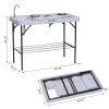 Camping Table 50 with Sink Faucet Stainless Steel Basins Fish Cleaning