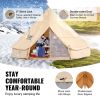 VEVOR Canvas Bell Tent, 4 Seasons 5 m/16.4 ft Yurt Tent, Canvas Tent for Camping with Stove Jack, Breathable Tent Holds up to 8 People