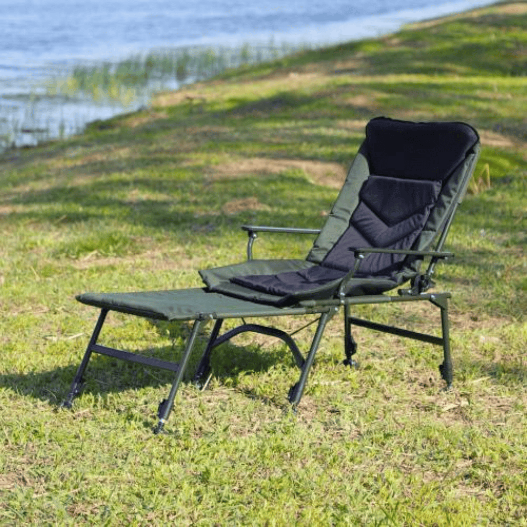 Camping Lounge Chair With Removable Footrest (Option: Blackgreenlong)