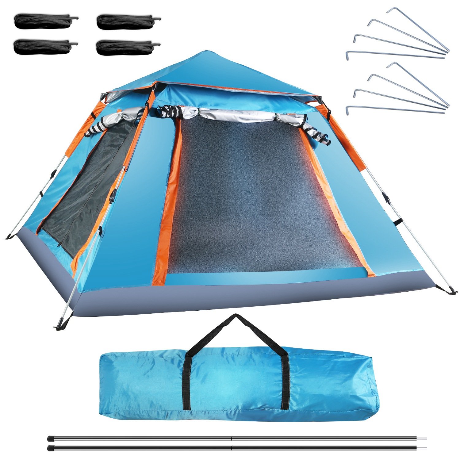 1Pc 4-5 Person Camping Tent With 2 Mosquito Nets Windows Carry Bag Waterproof 7.05x7.05x4.46ft For Hiking Climbing Adventure Fishing Fedex Shippi (Option: blue)