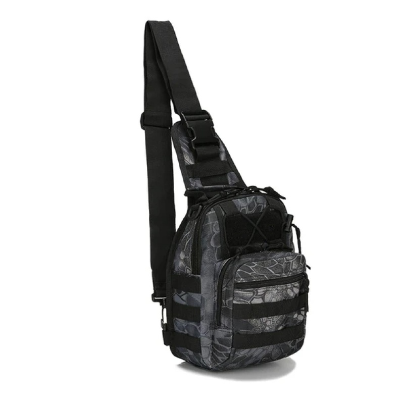 Mens Backpack Tactical Sling Shoulder Bag Molle Travel Chest Pack Outdoor Hiking (Option: Python Black)