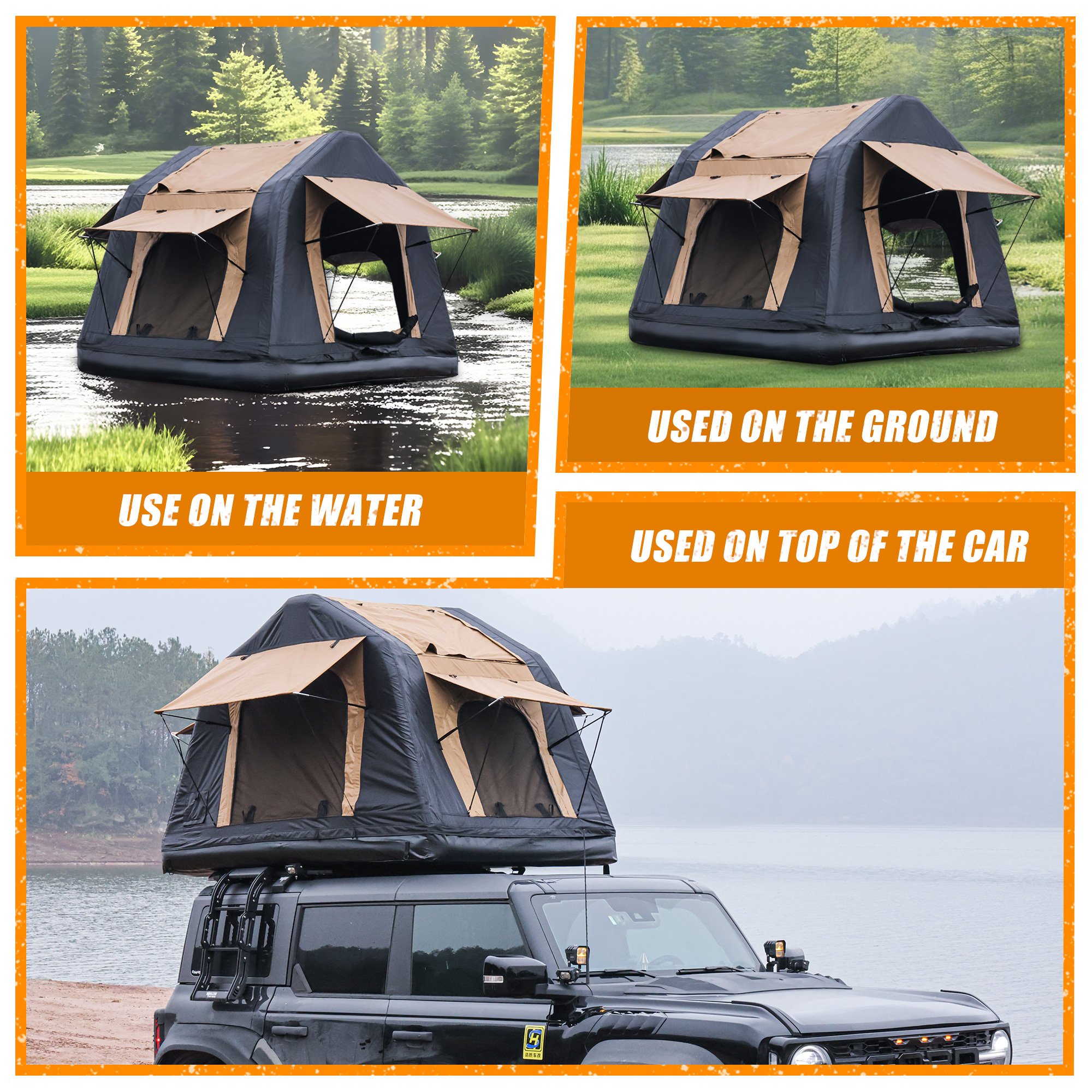 Amphibious Inflatable Car Roof Top Tent (Option: Multicolor)
