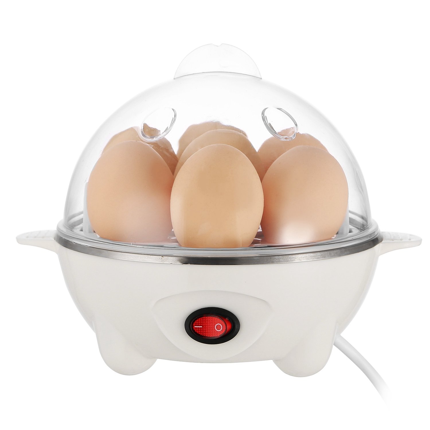 1Pc Electric Egg Cooker 7-Capacity Hard-Boiled Egg Maker With Auto-Off Measuring Cup For Hard Boiled Steamed Vegetables Seafood Dumplings (Option: White)