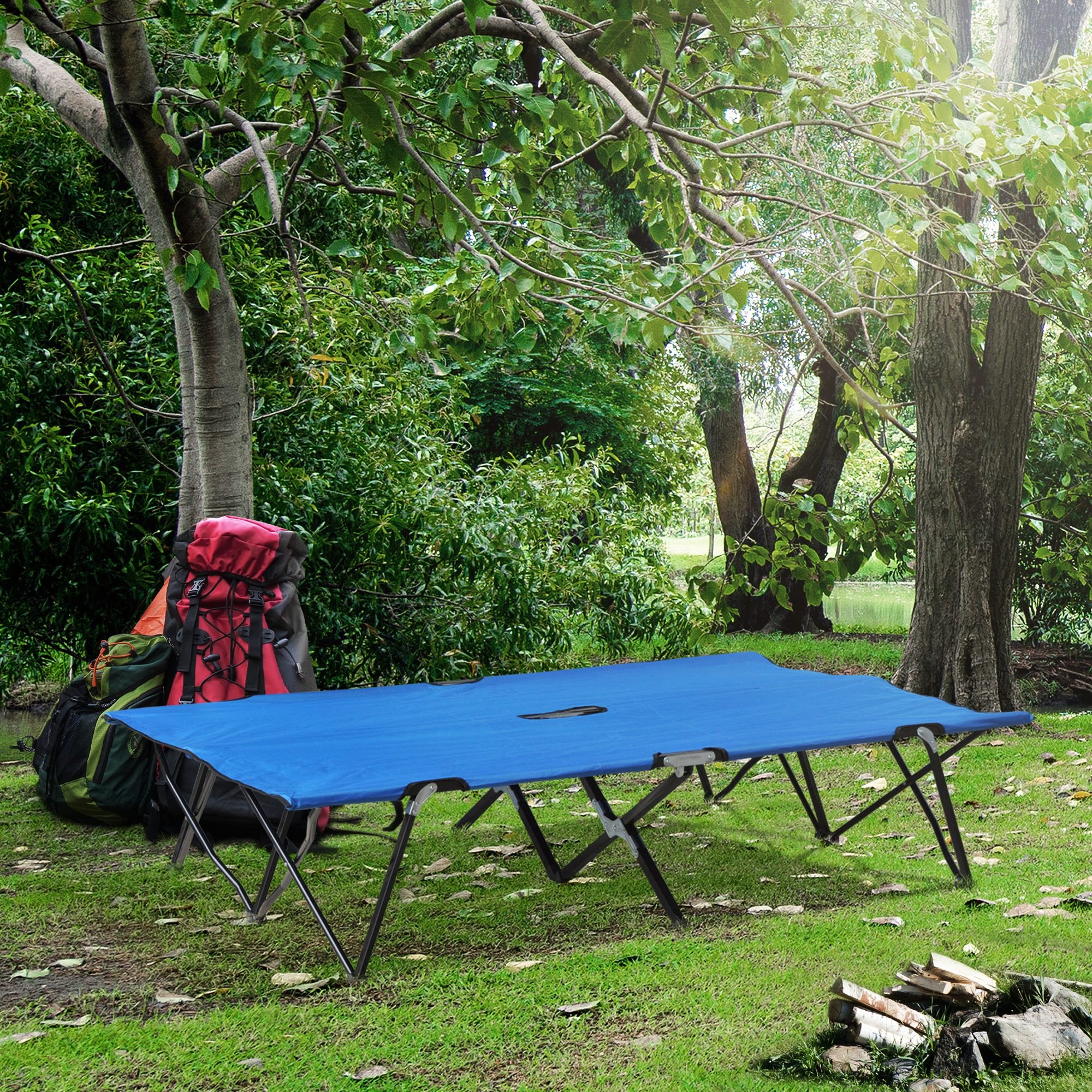2 Person Folding Camping Cot for Adults (Option: Blue-1000x170x260 mm)