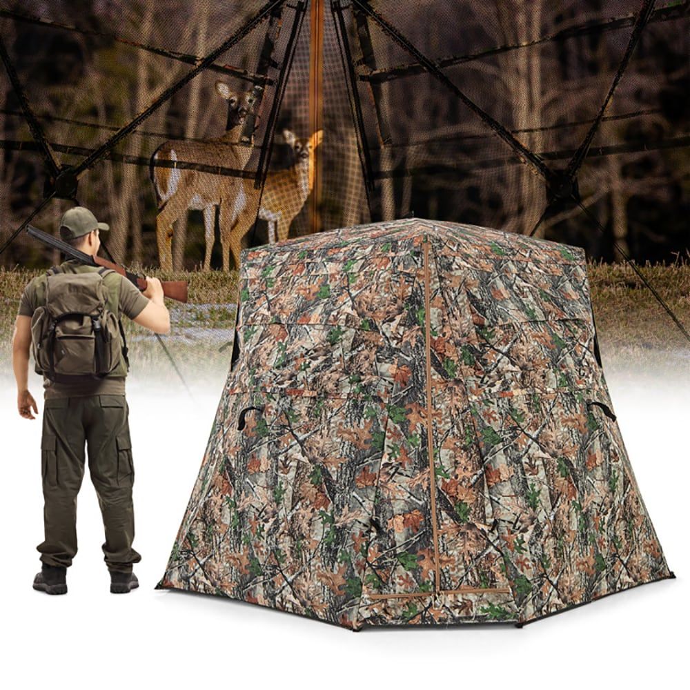 360Â° One Way See Through Ground Hunting Blind for Deer and Turkey Hunting (Main Material: oxford fabric, Main Color: Brown)