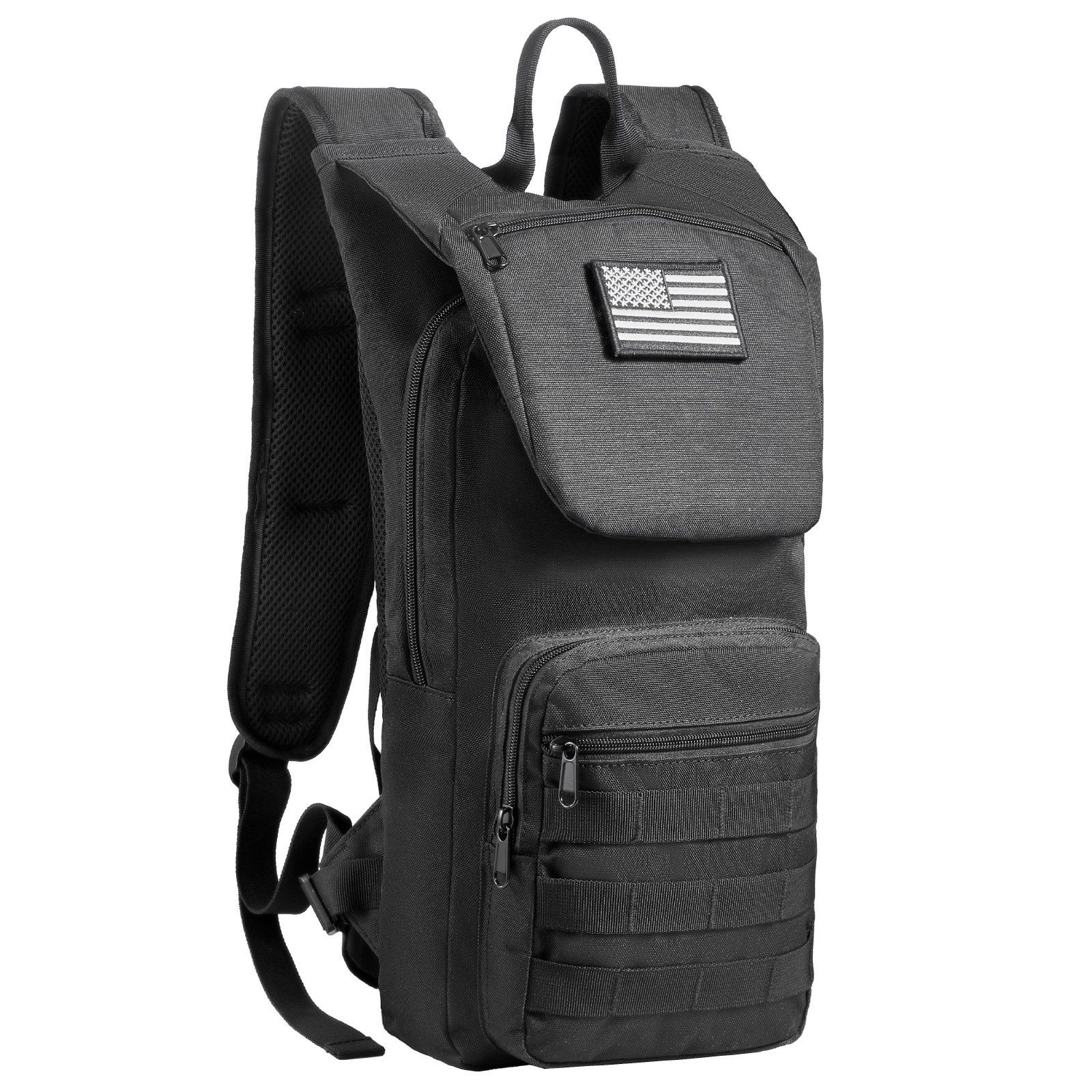 VEVOR Hydration Backpack, Water Backpack with 3L TPU Water Bladder, Tactical Molle Hiking Hydration Pack with Storage for Men Women (Color: Black, Type: Tactical)