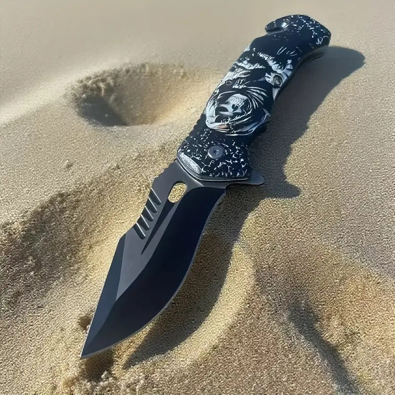 Portable Folding Knife For Camping, Hunting, Fishing, Hiking. With Broken Glass Function, Pocket Clip. A Gift For My Father. (Color: Style3)